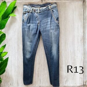 R13 Vintage Blue X-Over Jeans